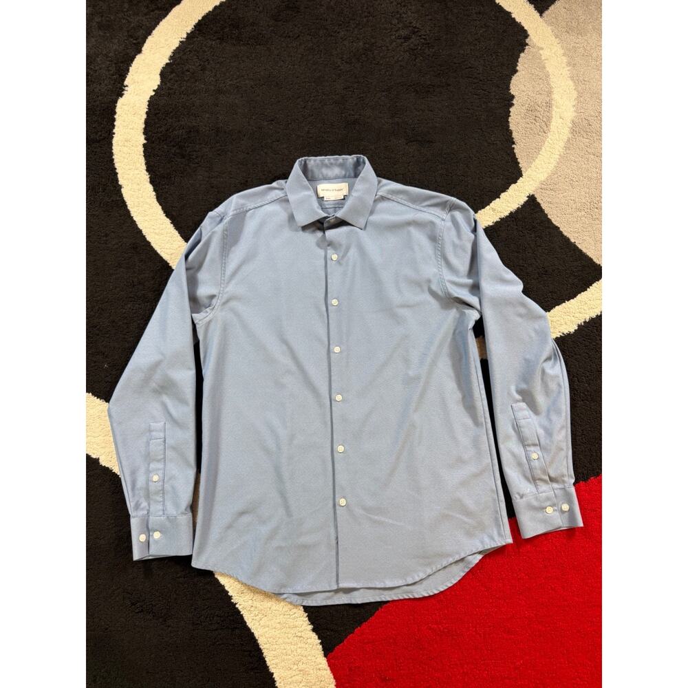 Ministry Of Supply Shirt Mens Medium Slim Blue Button Up Oxford Performance